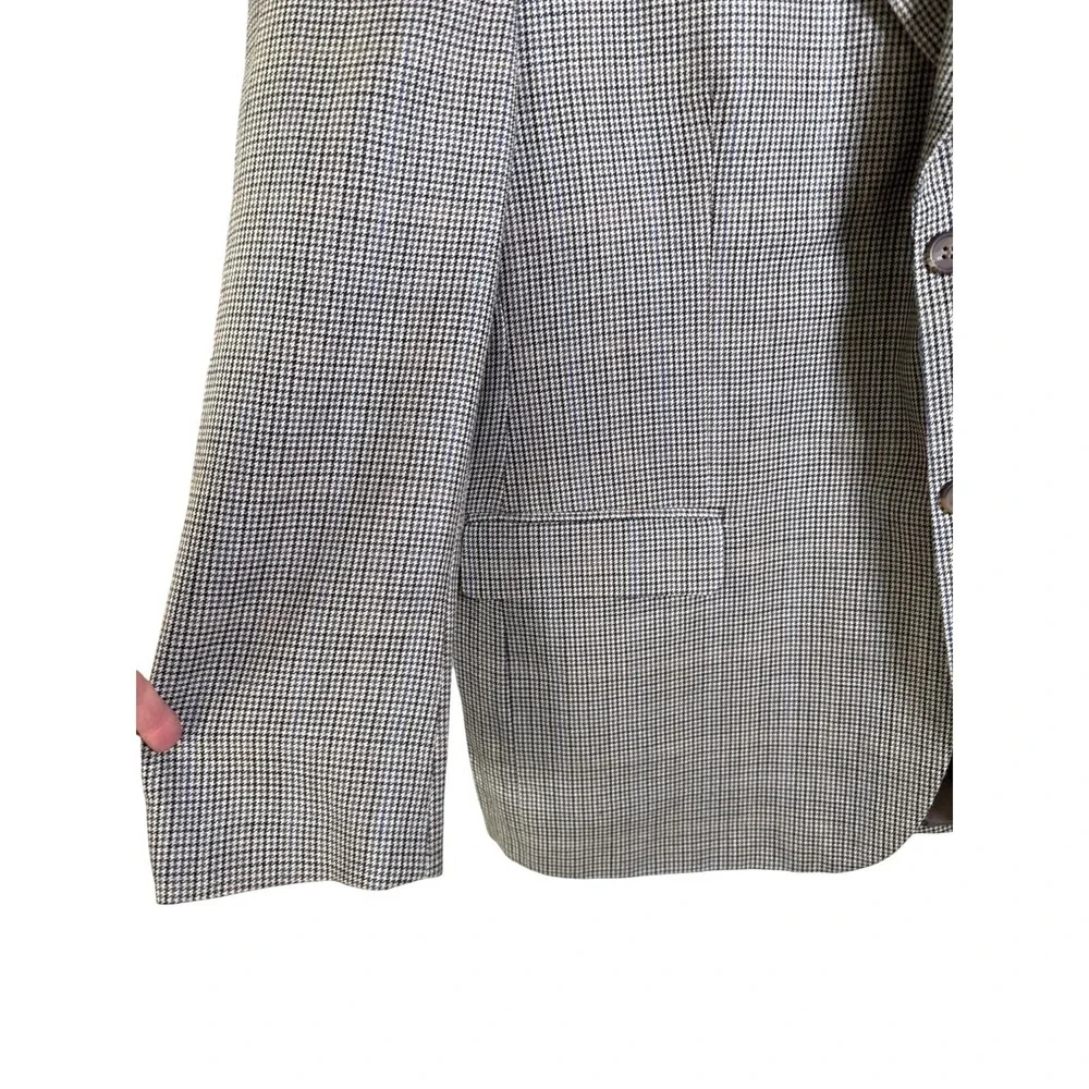 Lauren Ralph Lauren Sz 46 Houndstooth Plaid Blazer Lined Silk Blend Sport‎ Coat
